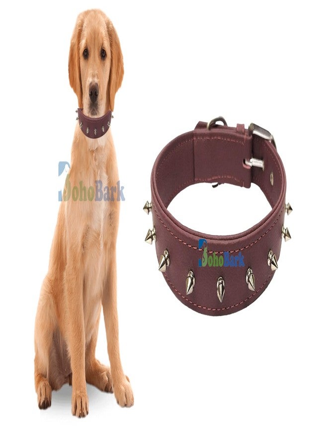 BohoBark Leather Single Spike Pu Dog Collar Belt, Medium, Brown - Image 2